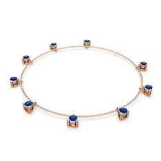 Sallantılı Tektaş Bilezik - Lab safir 14 ayar rose altın bilezik (40 cm rose altın rolo zincir) #6lladv