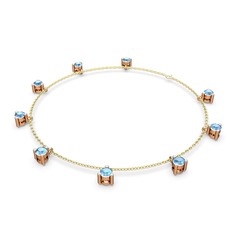 Sallantılı Tektaş Bilezik - Akuamarin 14 ayar rose altın bilezik (40 cm altın rolo zincir) #6yq0j9