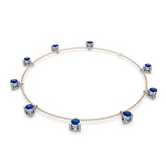 Lab safir 8 ayar beyaz altın bilezik (40 cm rose altın rolo zincir)