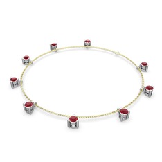 Sallantılı Tektaş Bilezik - Kök yakut 18 ayar beyaz altın bilezik (40 cm altın rolo zincir) #ask50i