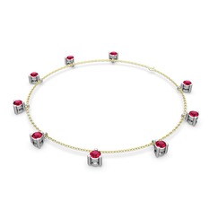 Rodolit garnet 14 ayar beyaz altın bilezik (40 cm altın rolo zincir)