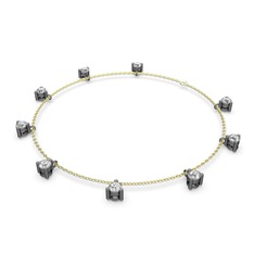 Swarovski 925 ayar siyah rodyum kaplama gümüş bilezik (40 cm altın rolo zincir)