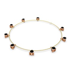 Sallantılı Tektaş Bilezik - Siyah zirkon 18 ayar rose altın bilezik (40 cm altın rolo zincir) #drk097