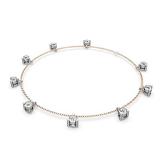 Sallantılı Tektaş Bilezik - Swarovski 8 ayar beyaz altın bilezik (40 cm rose altın rolo zincir) #eryk3b