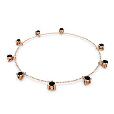 Sallantılı Tektaş Bilezik - Siyah zirkon 14 ayar rose altın bilezik (40 cm rose altın rolo zincir) #fuumv5