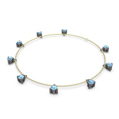 Sallantılı Tektaş Bilezik - Akuamarin 925 ayar siyah rodyum kaplama gümüş bilezik (40 cm gümüş rolo zincir) #kbp91i