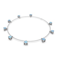 Sallantılı Tektaş Bilezik - Akuamarin 925 ayar gümüş bilezik (40 cm gümüş rolo zincir) #khnnfk