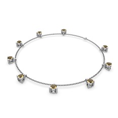 Sallantılı Tektaş Bilezik - Dumanlı kuvars 925 ayar gümüş bilezik (40 cm gümüş rolo zincir) #m2d8j8