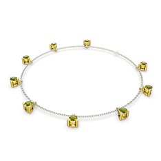 Peridot 14 ayar altın bilezik (40 cm beyaz altın rolo zincir)
