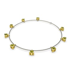 Sallantılı Tektaş Bilezik - Peridot 18 ayar altın bilezik (40 cm gümüş rolo zincir) #qiwlo8