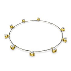 Sallantılı Tektaş Bilezik - Beyaz zirkon 8 ayar altın bilezik (40 cm gümüş rolo zincir) #qu1hm7