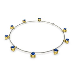 Sallantılı Tektaş Bilezik - Lab safir 18 ayar altın bilezik (40 cm gümüş rolo zincir) #rt7tc5