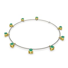 Sallantılı Tektaş Bilezik - Kök zümrüt 18 ayar altın bilezik (40 cm gümüş rolo zincir) #rwl9tt