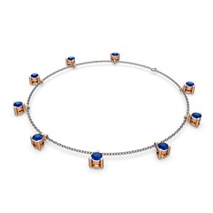 Sallantılı Tektaş Bilezik - Lab safir 8 ayar rose altın bilezik (40 cm gümüş rolo zincir) #sn3u4a