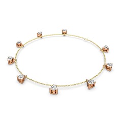 Sallantılı Tektaş Bilezik - Beyaz zirkon 925 ayar rose altın kaplama gümüş bilezik (40 cm altın rolo zincir) #sq6tzx