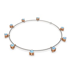 Sallantılı Tektaş Bilezik - Akuamarin 18 ayar rose altın bilezik (40 cm gümüş rolo zincir) #uzsp3d