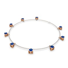 Lab safir 8 ayar rose altın bilezik (40 cm gümüş rolo zincir)