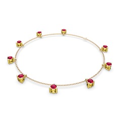 Rodolit garnet 8 ayar altın bilezik (40 cm rose altın rolo zincir)
