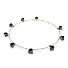 Sallantılı Tektaş Bilezik - Siyah zirkon 925 ayar siyah rodyum kaplama gümüş bilezik (40 cm gümüş rolo zincir) #zjomdj