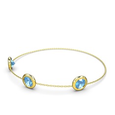 Tektaş Daire Bilezik - Akuamarin 18 ayar altın bilezik (40 cm altın rolo zincir) #123jys4