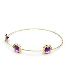 Tektaş Daire Bilezik - Ametist 14 ayar altın bilezik (40 cm gümüş rolo zincir) #14zgm4h