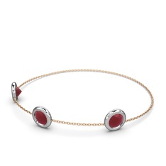 Tektaş Daire Bilezik - Kök yakut 18 ayar beyaz altın bilezik (40 cm rose altın rolo zincir) #17tihe7