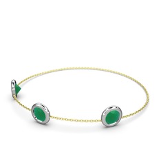 Kök zümrüt 14 ayar beyaz altın bilezik (40 cm altın rolo zincir)