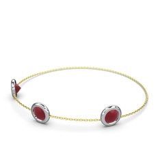 Tektaş Daire Bilezik - Kök yakut 8 ayar beyaz altın bilezik (40 cm altın rolo zincir) #1bqsi4e