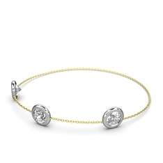 Tektaş Daire Bilezik - Swarovski 14 ayar beyaz altın bilezik (40 cm altın rolo zincir) #1cqedze