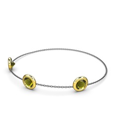 Tektaş Daire Bilezik - Peridot 18 ayar altın bilezik (40 cm gümüş rolo zincir) #1frkmrx