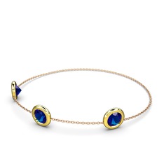 Lab safir 8 ayar altın bilezik (40 cm rose altın rolo zincir)