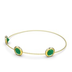 Tektaş Daire Bilezik - Kök zümrüt 925 ayar altın kaplama gümüş bilezik (40 cm gümüş rolo zincir) #1hhtnxd