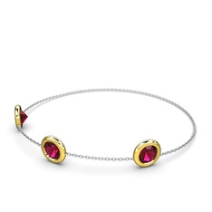 Rodolit garnet 14 ayar altın bilezik (40 cm beyaz altın rolo zincir)