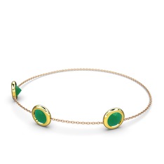 Kök zümrüt 8 ayar altın bilezik (40 cm rose altın rolo zincir)