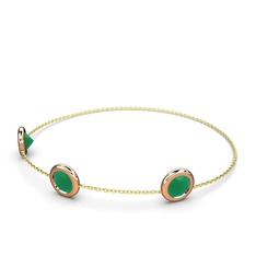 Tektaş Daire Bilezik - Kök zümrüt 925 ayar rose altın kaplama gümüş bilezik (40 cm altın rolo zincir) #1n9utvr