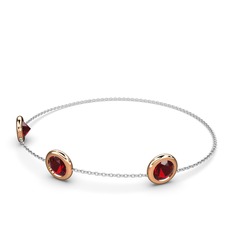 Tektaş Daire Bilezik - Garnet 8 ayar rose altın bilezik (40 cm beyaz altın rolo zincir) #1pkmiq3