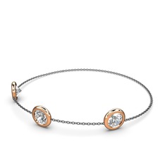 Tektaş Daire Bilezik - Beyaz zirkon 8 ayar rose altın bilezik (40 cm gümüş rolo zincir) #1r6slig