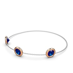 Tektaş Daire Bilezik - Lab safir 18 ayar rose altın bilezik (40 cm beyaz altın rolo zincir) #1r8nidw