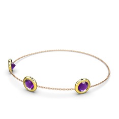 Tektaş Daire Bilezik - Ametist 14 ayar altın bilezik (40 cm rose altın rolo zincir) #1vqckxp