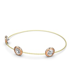Tektaş Daire Bilezik - Swarovski 8 ayar rose altın bilezik (40 cm altın rolo zincir) #3q8a00