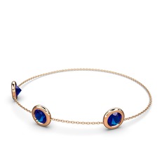 Tektaş Daire Bilezik - Lab safir 8 ayar rose altın bilezik (40 cm rose altın rolo zincir) #3z30z0