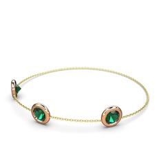 Tektaş Daire Bilezik - Yeşil kuvars 14 ayar rose altın bilezik (40 cm altın rolo zincir) #5b4vyj