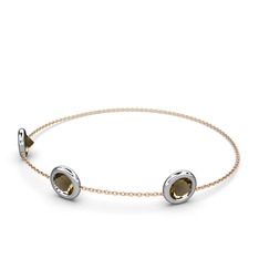 Tektaş Daire Bilezik - Dumanlı kuvars 925 ayar gümüş bilezik (40 cm gümüş rolo zincir) #5ol4b6