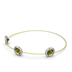 Tektaş Daire Bilezik - Peridot 8 ayar beyaz altın bilezik (40 cm altın rolo zincir) #5v43lq