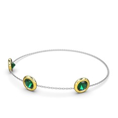 Yeşil kuvars 8 ayar altın bilezik (40 cm beyaz altın rolo zincir)