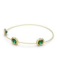 Yeşil kuvars 925 ayar altın kaplama gümüş bilezik (40 cm altın rolo zincir)