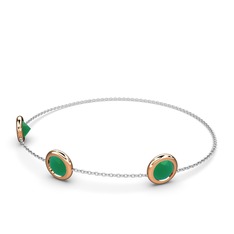 Kök zümrüt 18 ayar rose altın bilezik (40 cm beyaz altın rolo zincir)