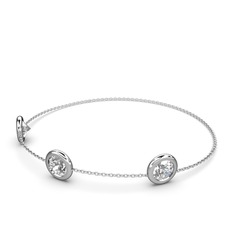 Tektaş Daire Bilezik - Swarovski 14 ayar beyaz altın bilezik (40 cm gümüş rolo zincir) #d2vzwk