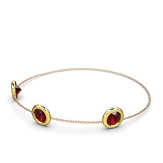 Tektaş Daire Bilezik - Garnet 14 ayar altın bilezik (40 cm gümüş rolo zincir) #dxopw5