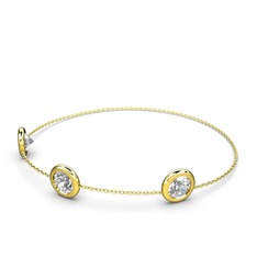 Tektaş Daire Bilezik - Swarovski 14 ayar altın bilezik (40 cm altın rolo zincir) #e26bek